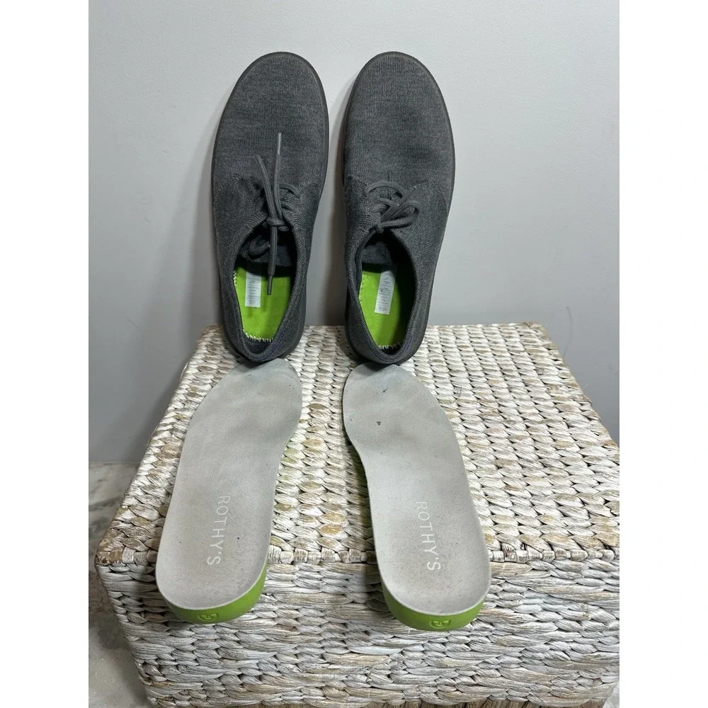 Rothy's The Monty Lace Up Shoes Men 10 Grey Black Wool Blend Knit  Modern Casual